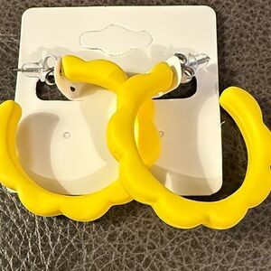 Yellow Scalloped Hoop Earrings